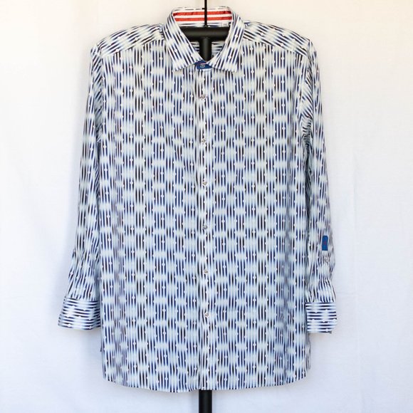 Robert Graham Mens Smart Casual Shirt, White & Blue, Contrast Cuffs, Size 2XL - Picture 5 of 13